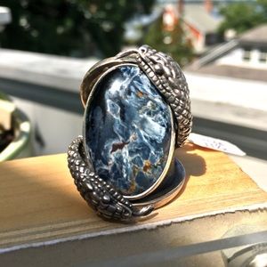 Sterling Silver  Pietersite ring w/ Snake